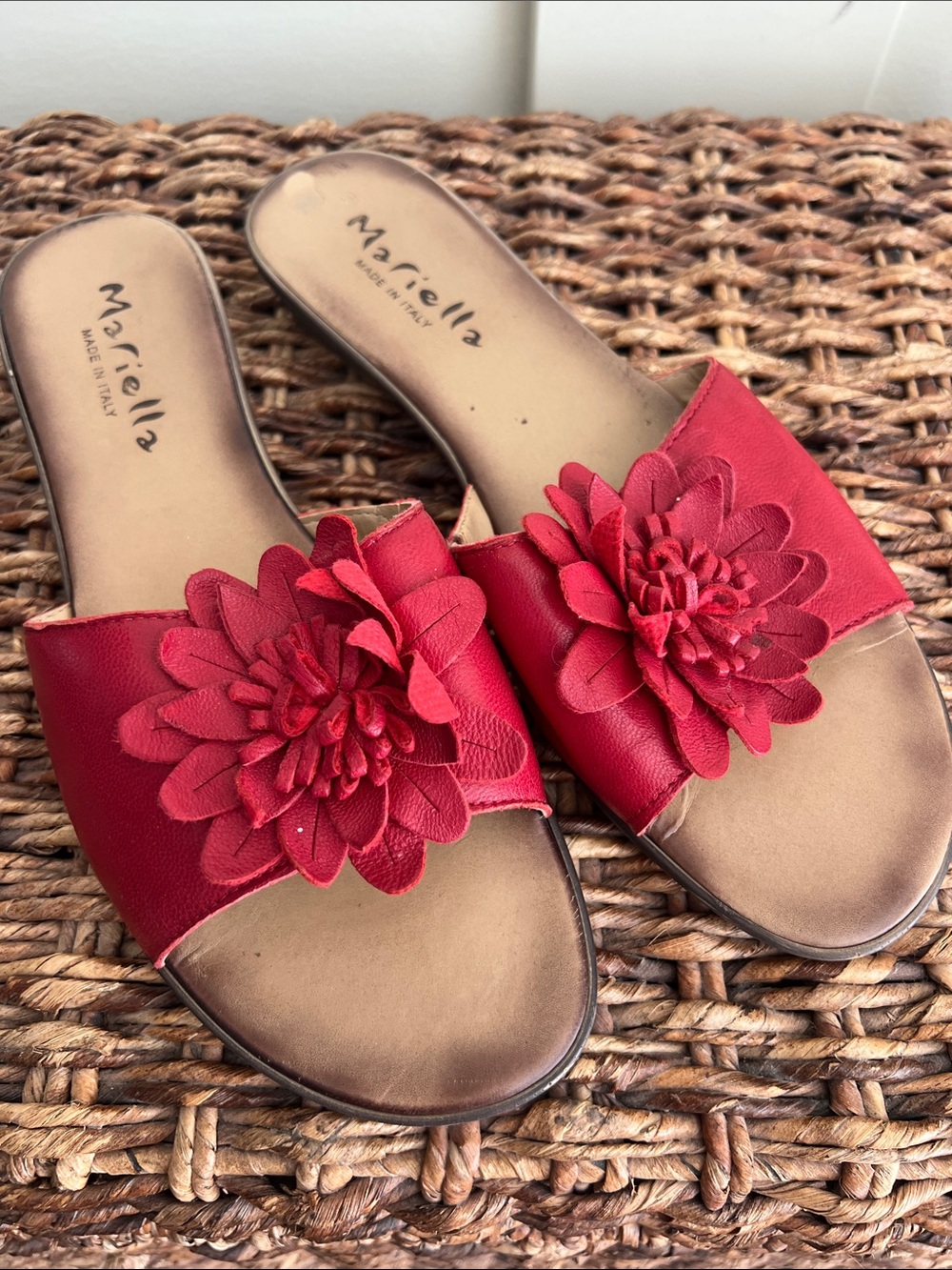 Marella Red Floral Slide Sandals